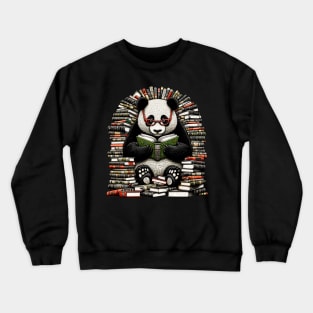 Book Panda Bear Reading Literacy Crewneck Sweatshirt